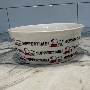 Peanuts Suppertime Dog Bowl - White and Red